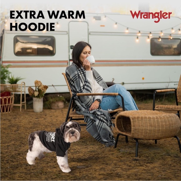 Wrangler Dog Hoodie - Fleece Dog Sweater with Leash Hole, Cold Winter Sweatshirt - Picture 3 of 14